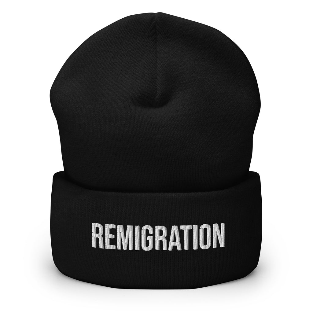 Remigration Beanie, Black, front view