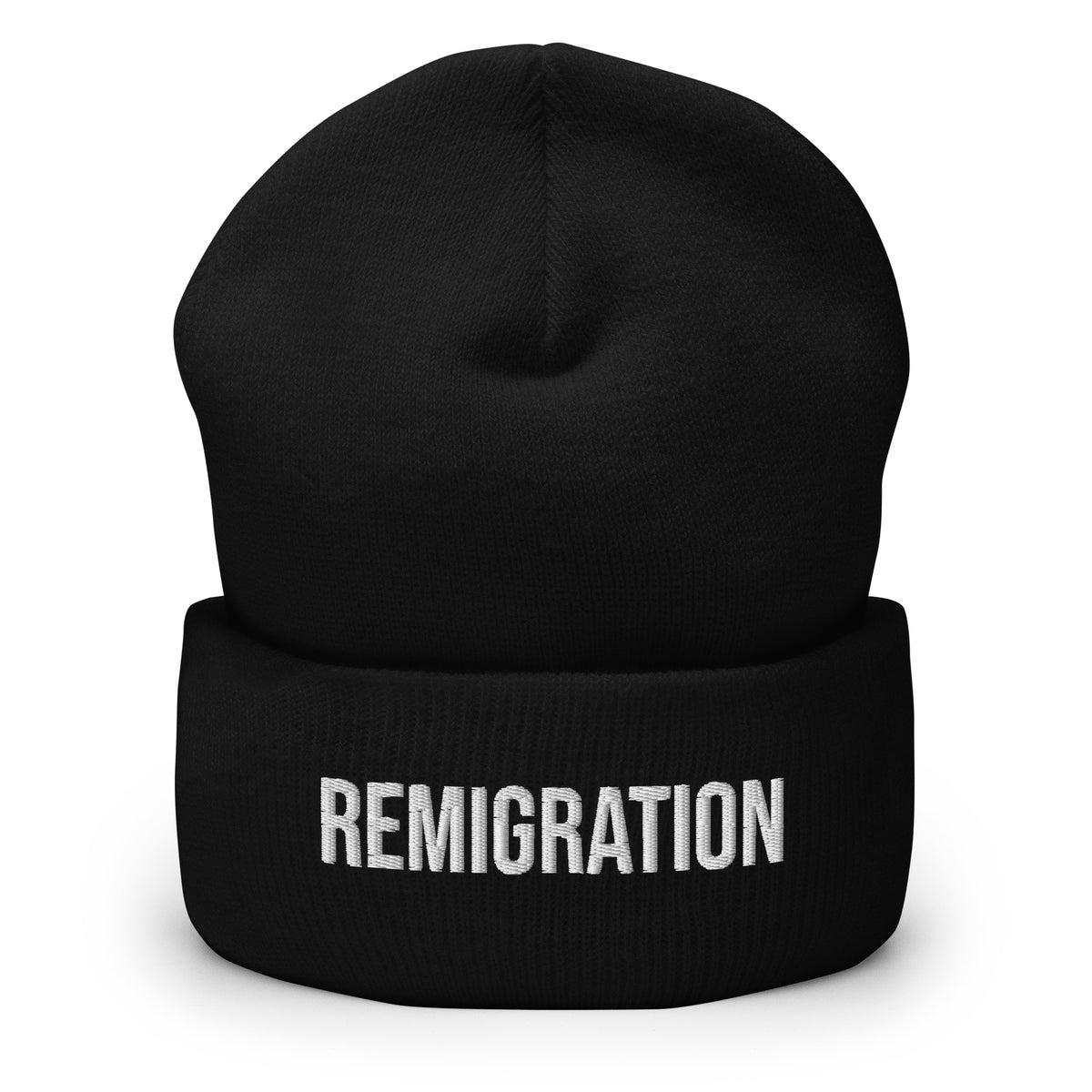 Remigration Beanie, Black, front view
