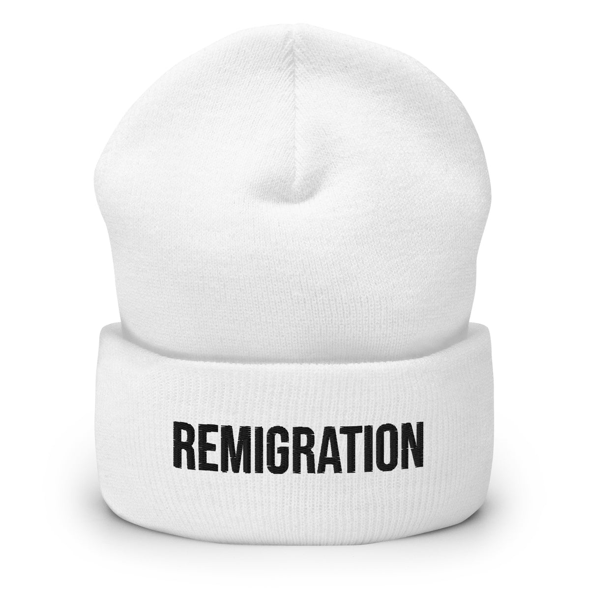 Remigration Beanie, White, front view