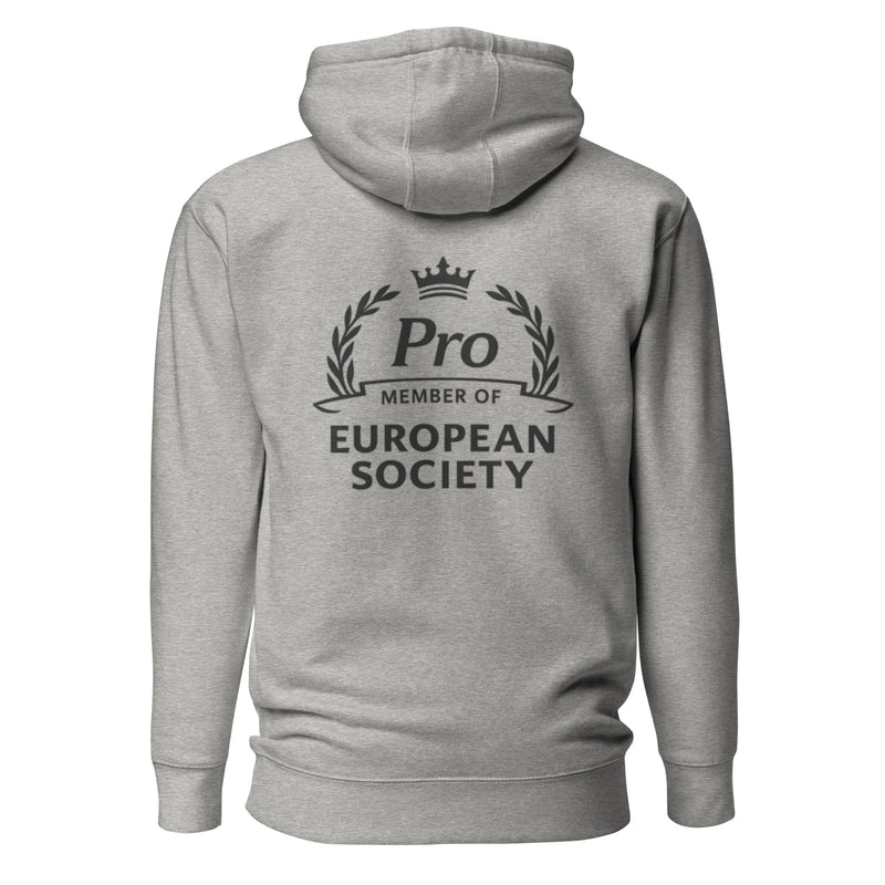 Pro Member of European Society Hoodie, Carbon Grey, back view